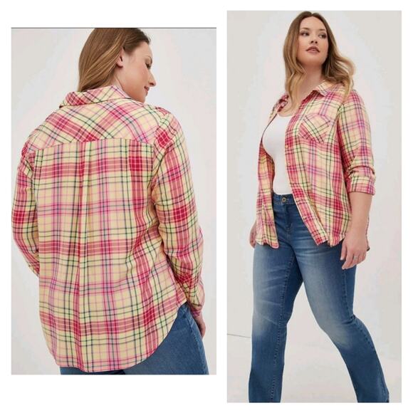 Torrid Lizzie Button-Up Shirt - Twill Multi Plaid NWT Plus Size 2X - Picture 4 of 5